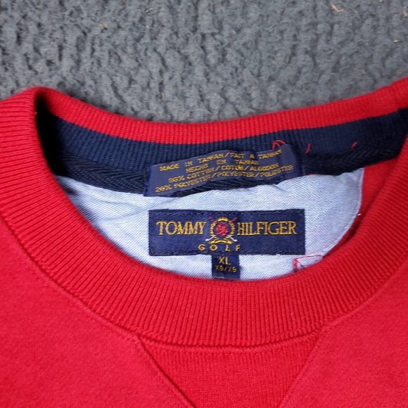 Tommy Hilfiger Golf Sweater Mens XL Pullover Red - Picture 3 of 8
